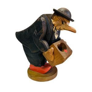 Vintage German Hand Craved Figural Man Hinged Back Compartment Nose Tobacianna